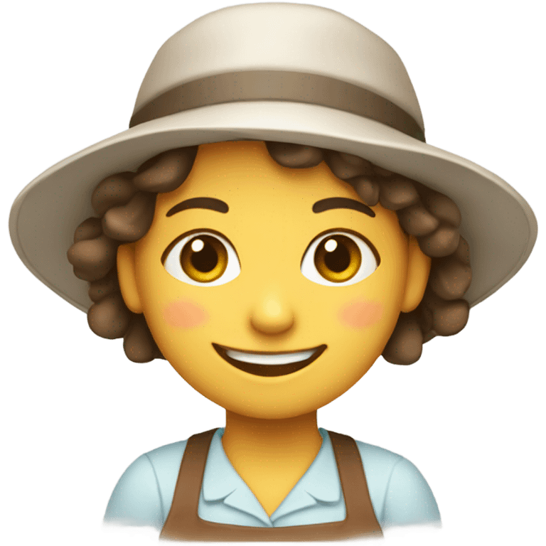 smiling girl in hat apron emoji