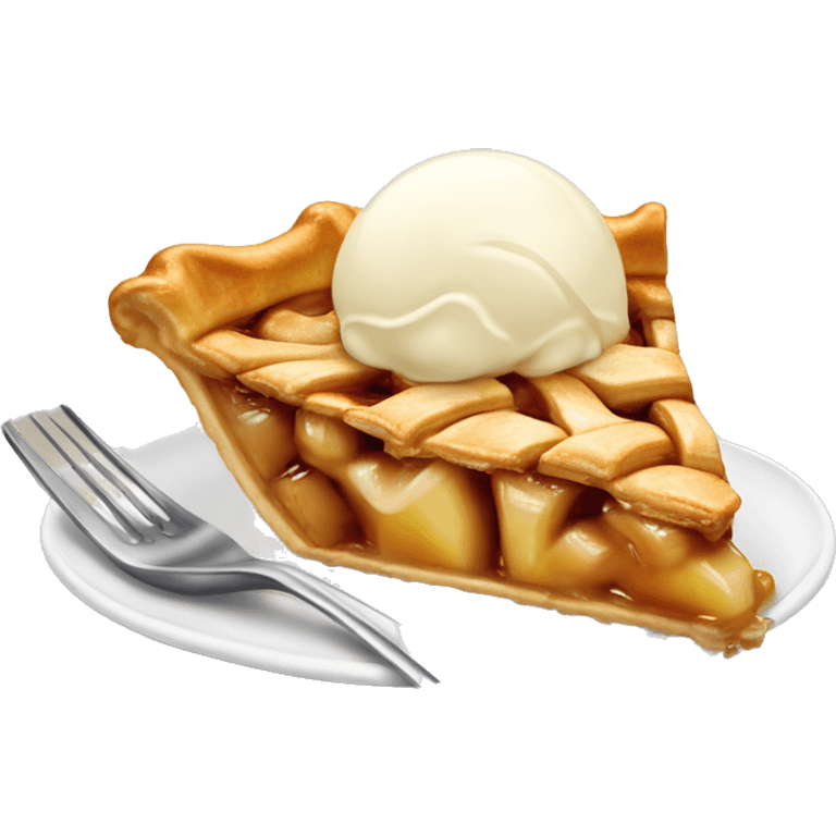 A slice of apple pie with a scoop of vanilla ice cream melting on top. emoji