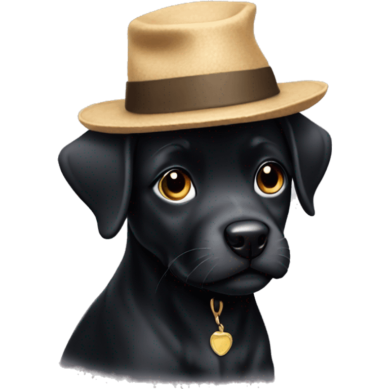 Black puppy wearing a hat emoji