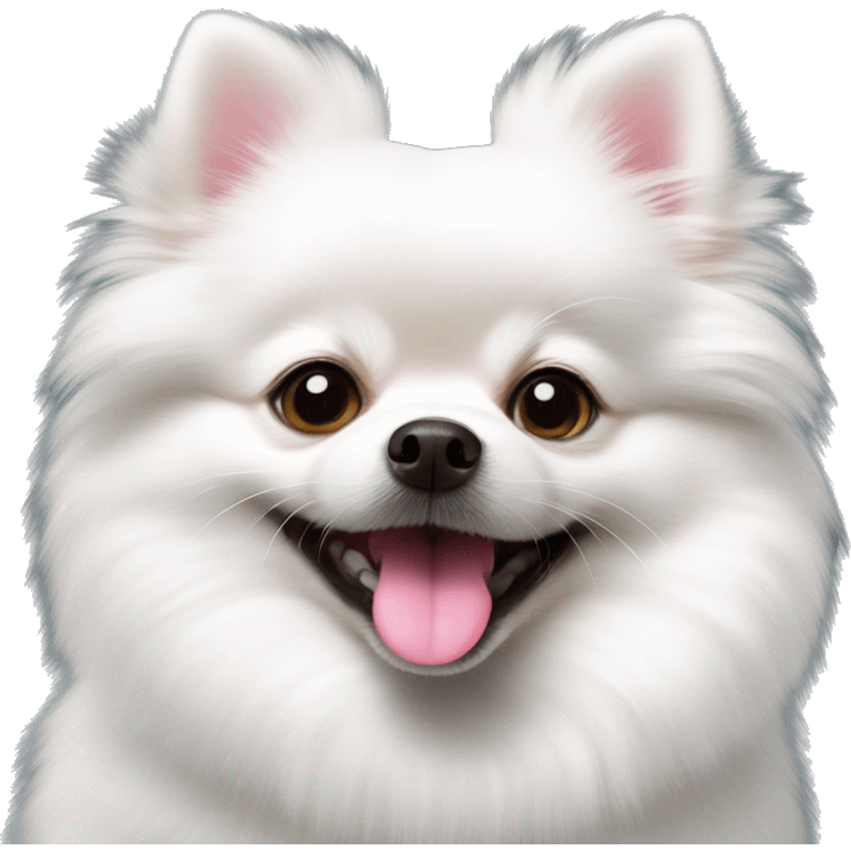 cute white miniature pomeranian with pink tongue emoji