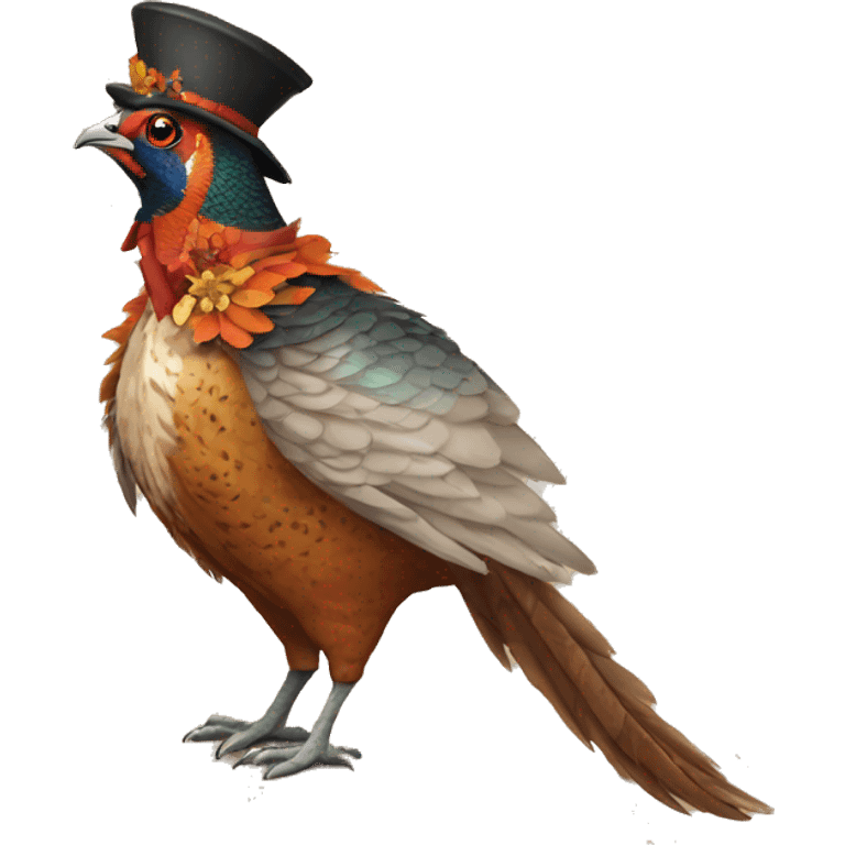 pheasant wearing cat costume emoji