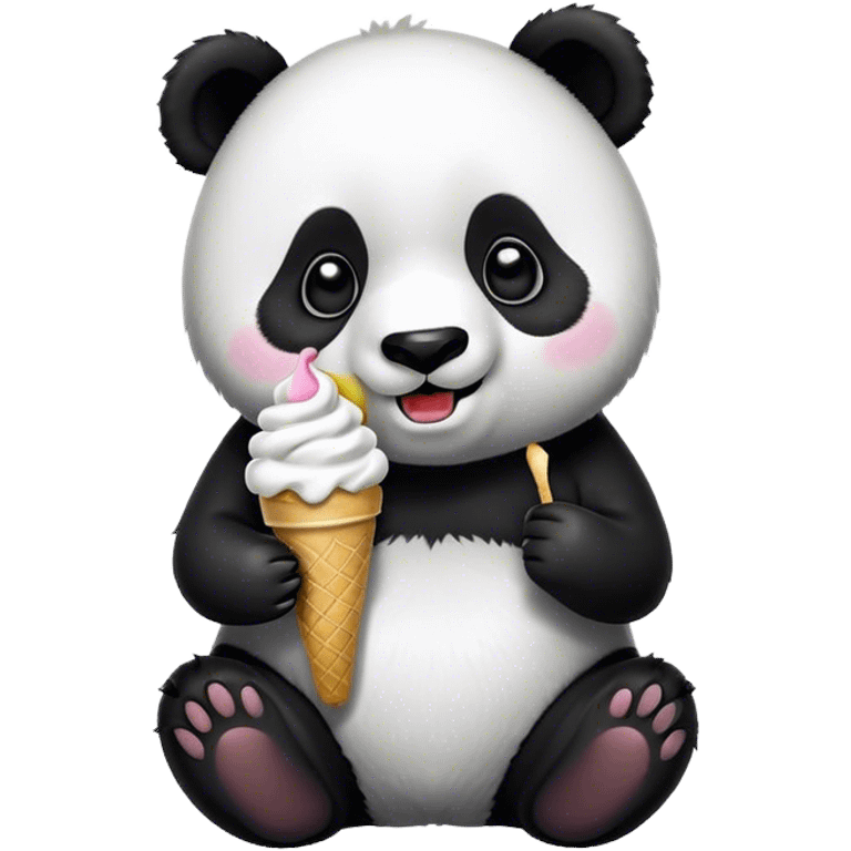 Panda eating ice cream emoji