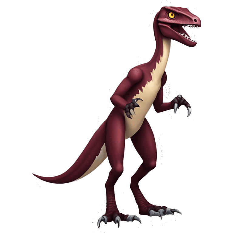 Maroon edgy badass velociraptor-Digimon, full body emoji