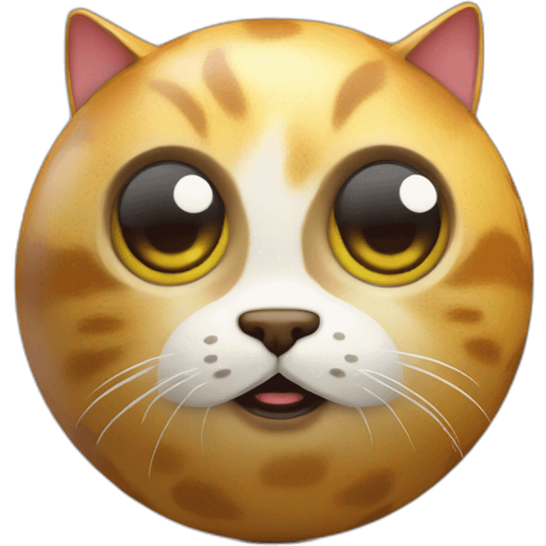 3d sphere with a cartoon Cat skin texture with big childish eyes emoji