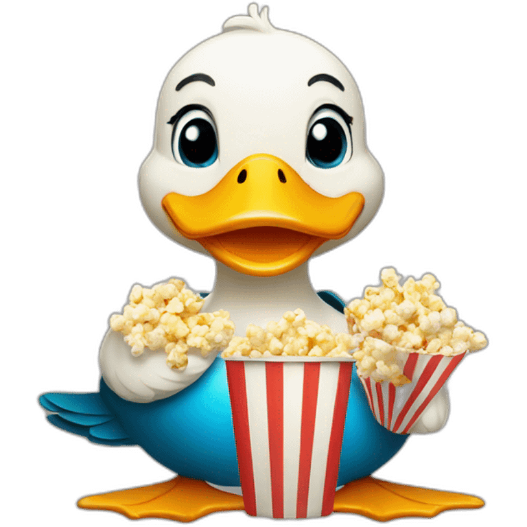 duck holding bag of popcorn emoji