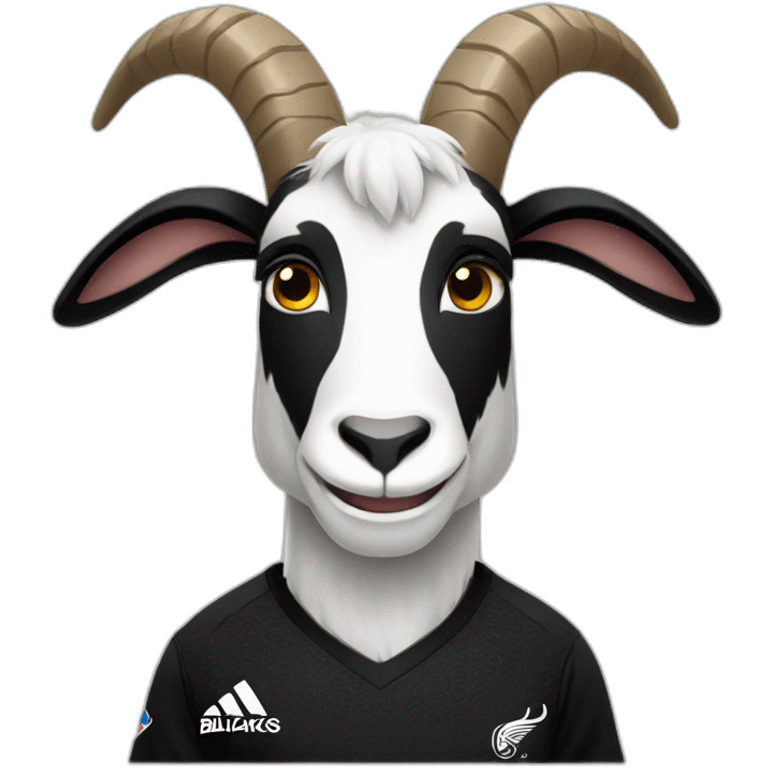 Goat wearing New Zealand all blacks jersey emoji