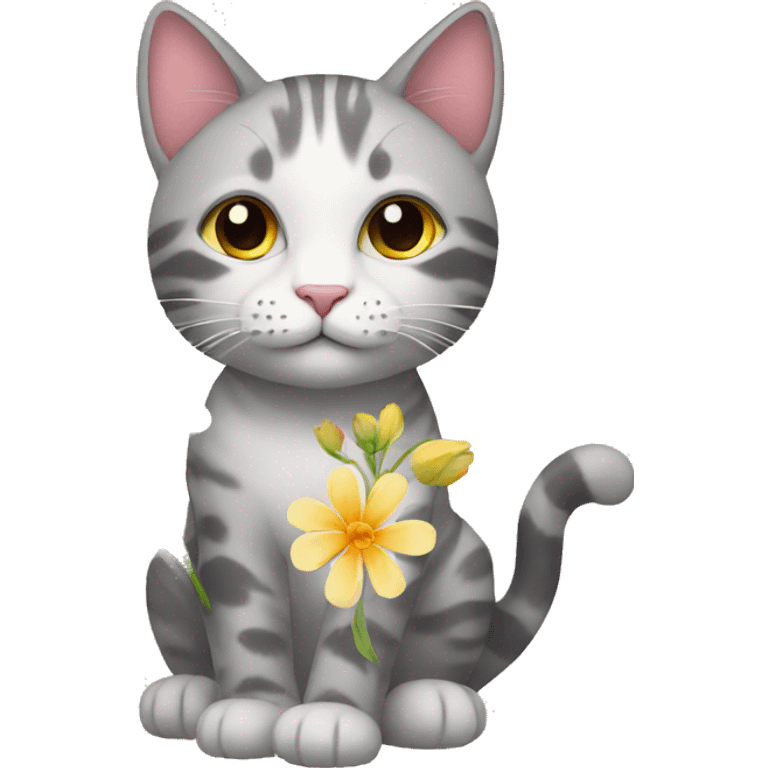 Cat with flower emoji