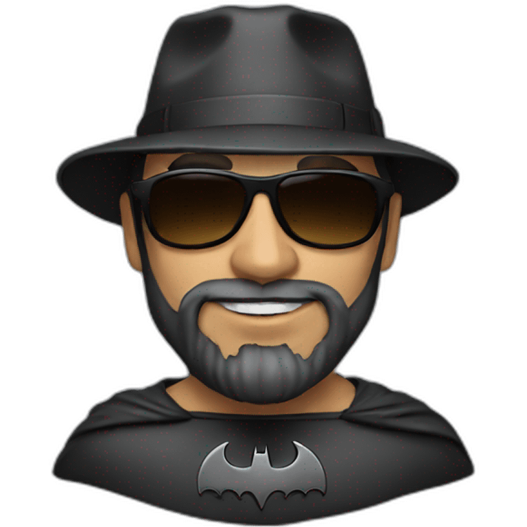 batman without mask, with beard, sunglasses and hat emoji