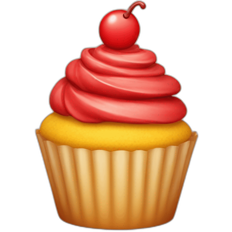 Happy red and yellow cupcake  emoji