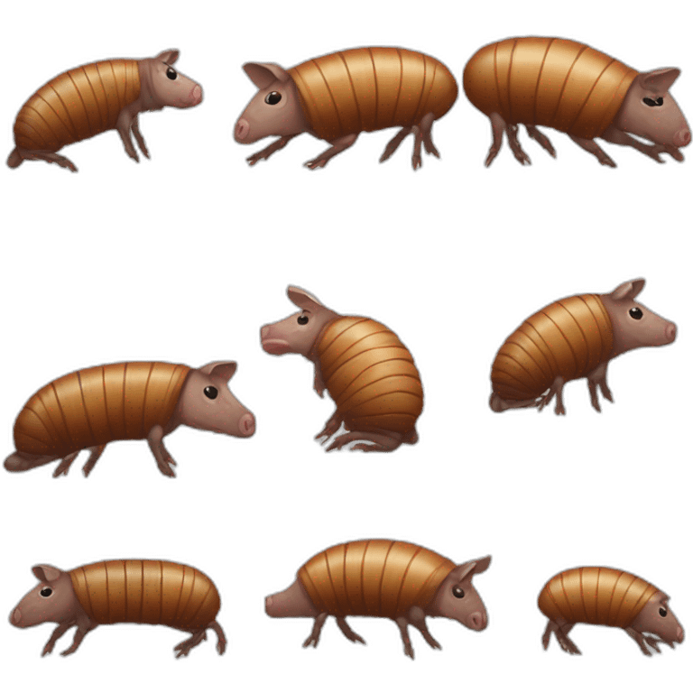 Brown and white pig armadillo cow centipede insect emoji