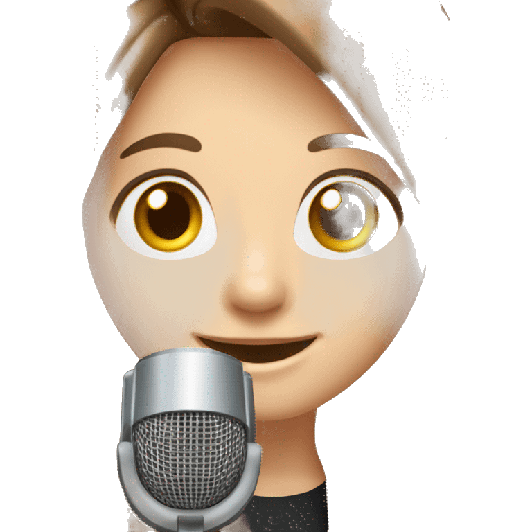 happy-girl-with-long-brown-straight-hair-white-skin-brown-eyes-holding microphone emoji