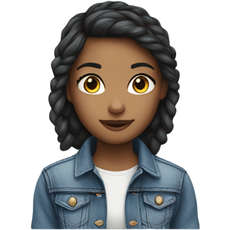 confident girl in denim jacket emoji