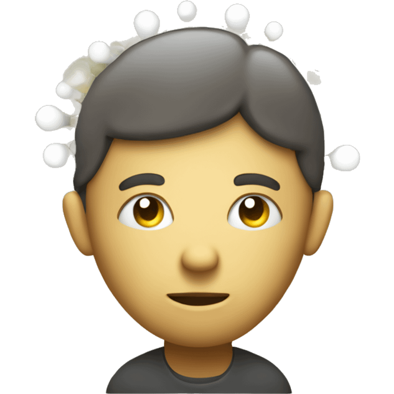 Create an emoji of a person deep in thought, with a pondering expression, as if working on an idea. Small light bulbs float around the head, symbolizing brainstorming and the emergence of creative thoughts. emoji