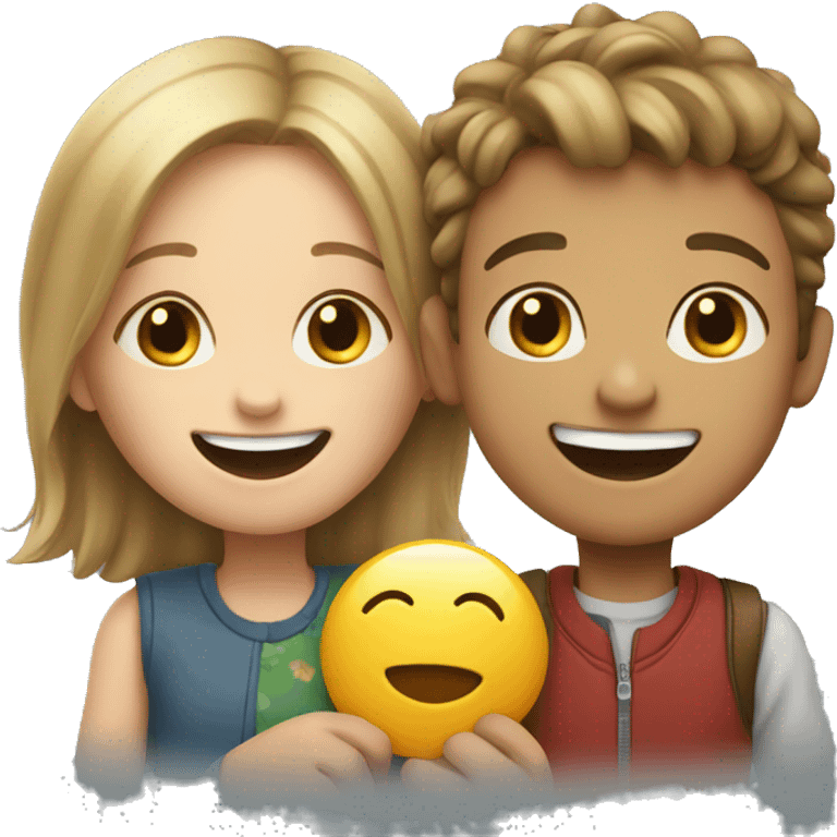 boy and a girl sharing a joyful moment emoji