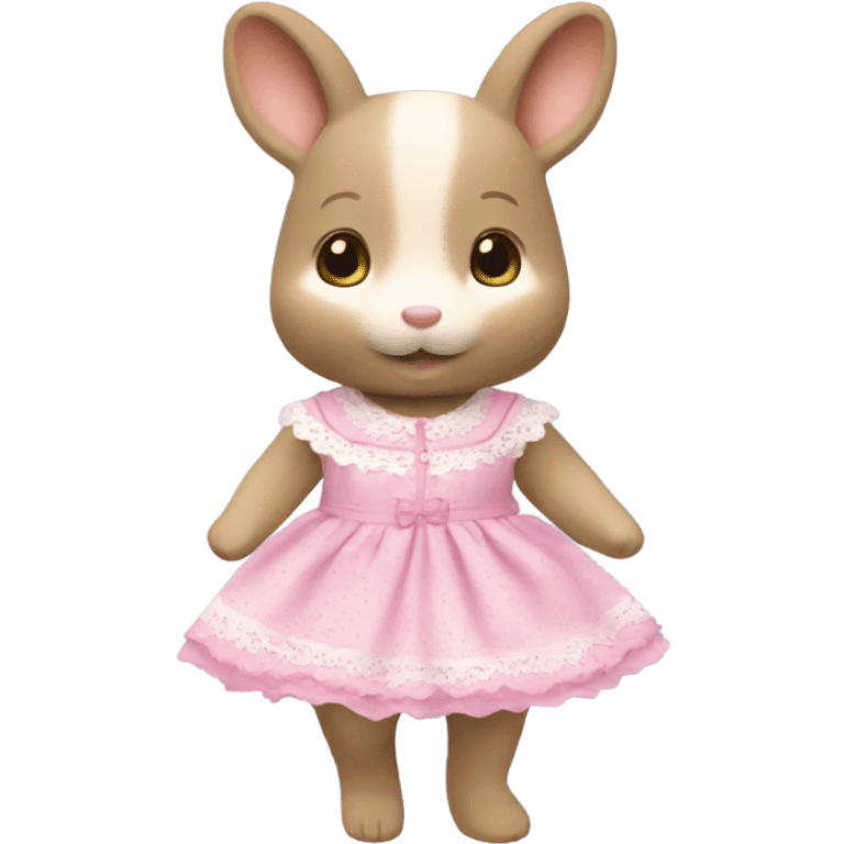 Sylvanian families with cute pink dress emoji