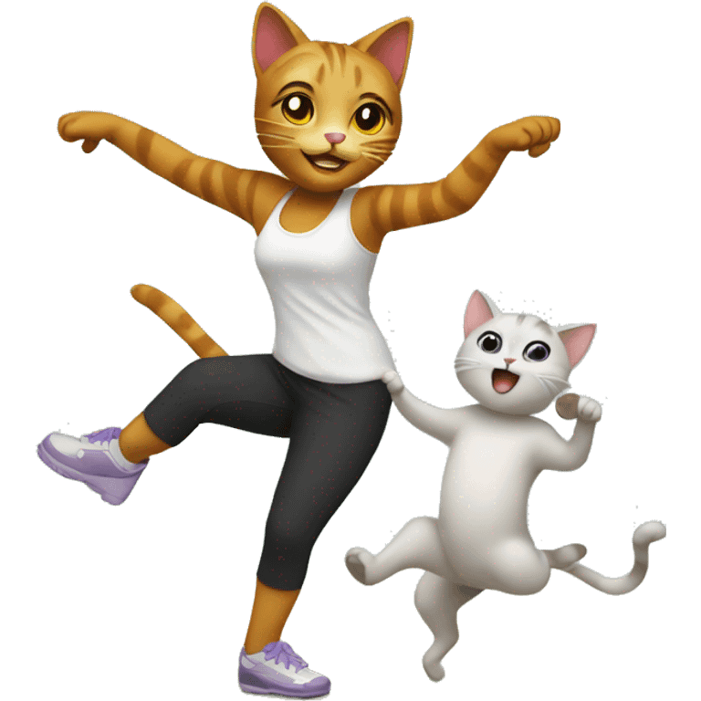 Cat dancing with girl emoji