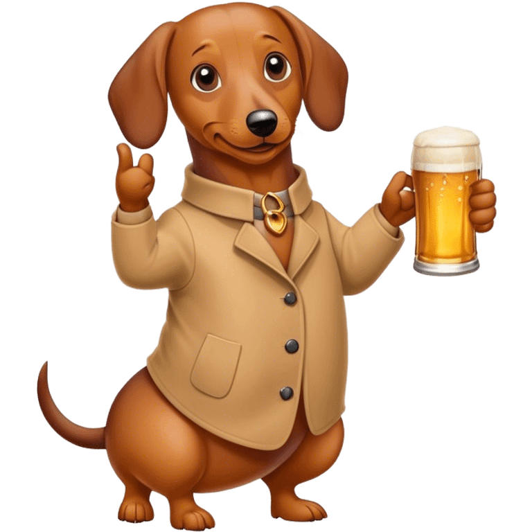 Wiener dog holding a beer emoji