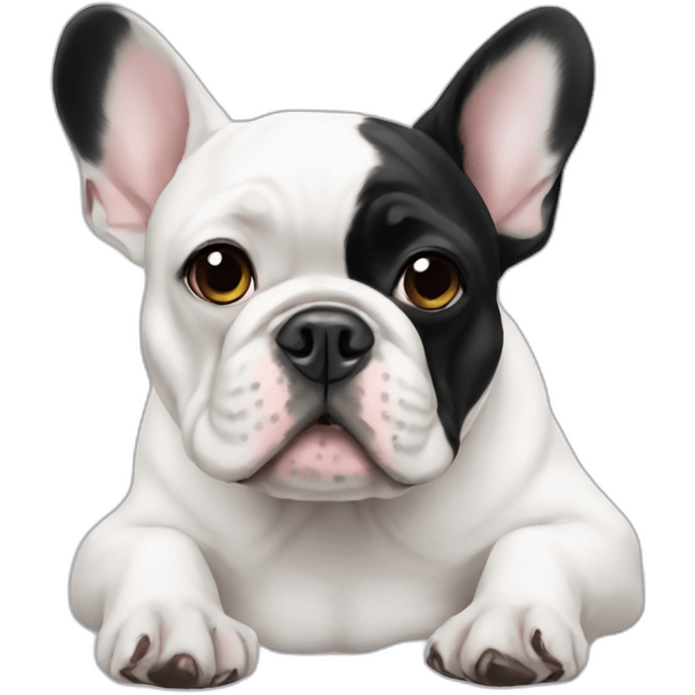 White FRENCH BULLDOg with nail painting emoji