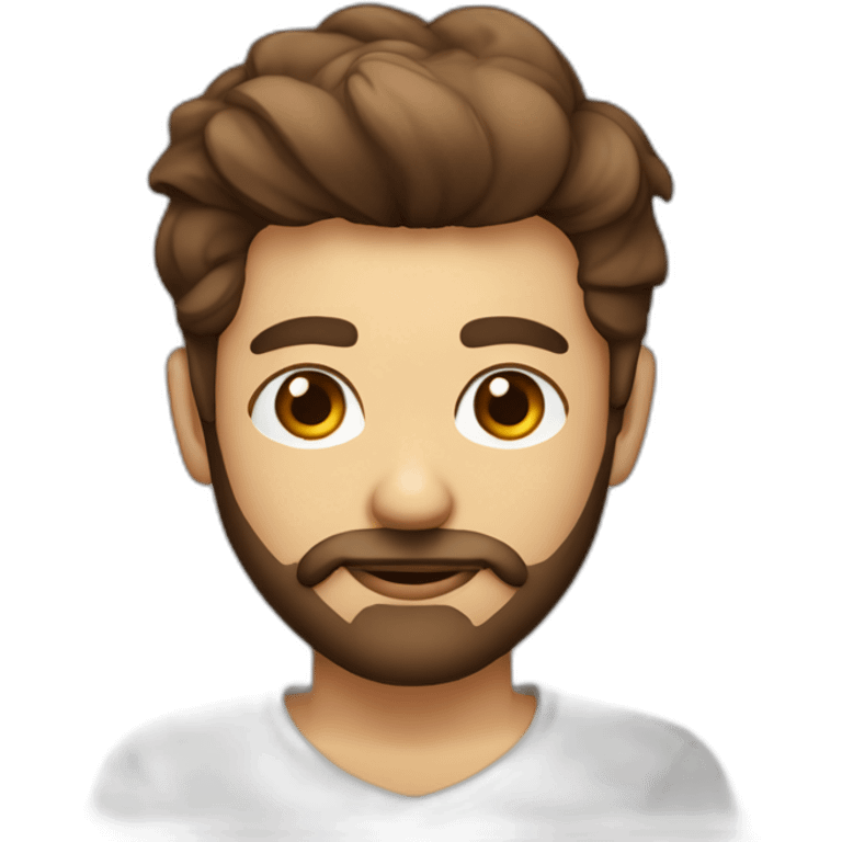 Homme avec un peux de barbe yeux marron cheuveux avec coupe au bol emoji