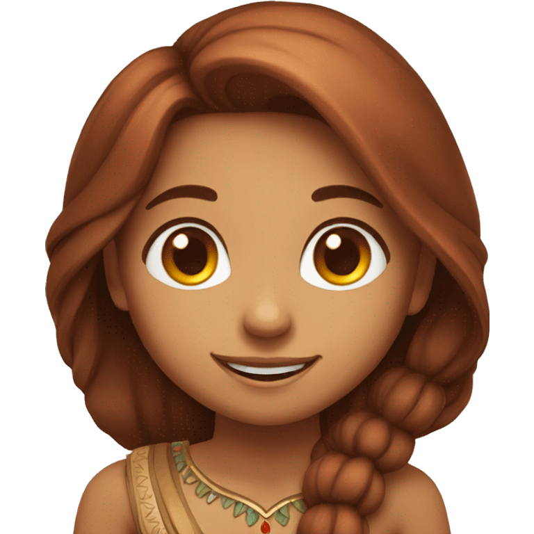 Indian girl with brown to red long hair cute round face smiling emoji