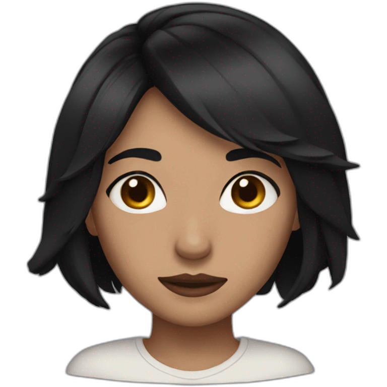 Woman short black hair with tears emoji