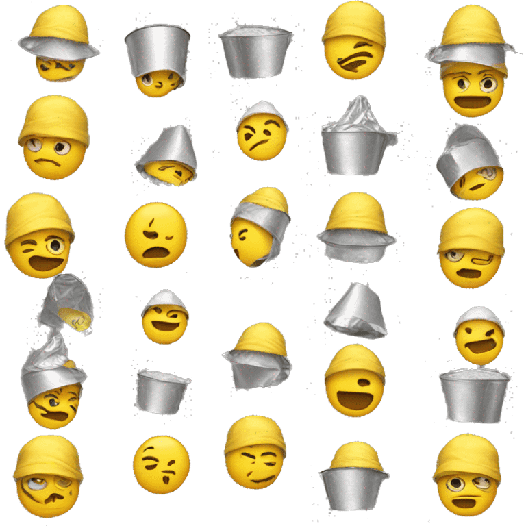 Yellow emoji wearing a tin foil hat emoji