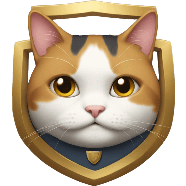 Fat calico cat with a shield  emoji