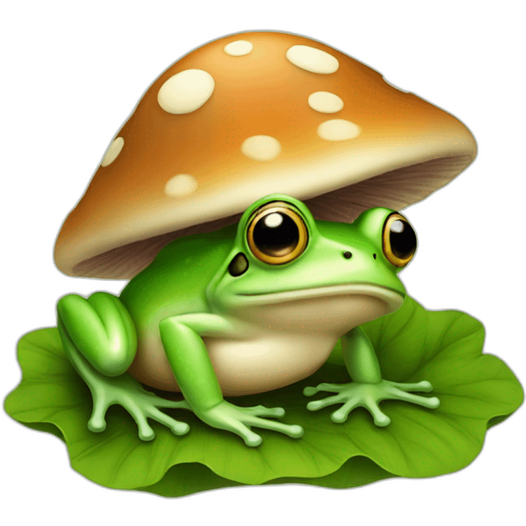 A frog under a mushroom emoji