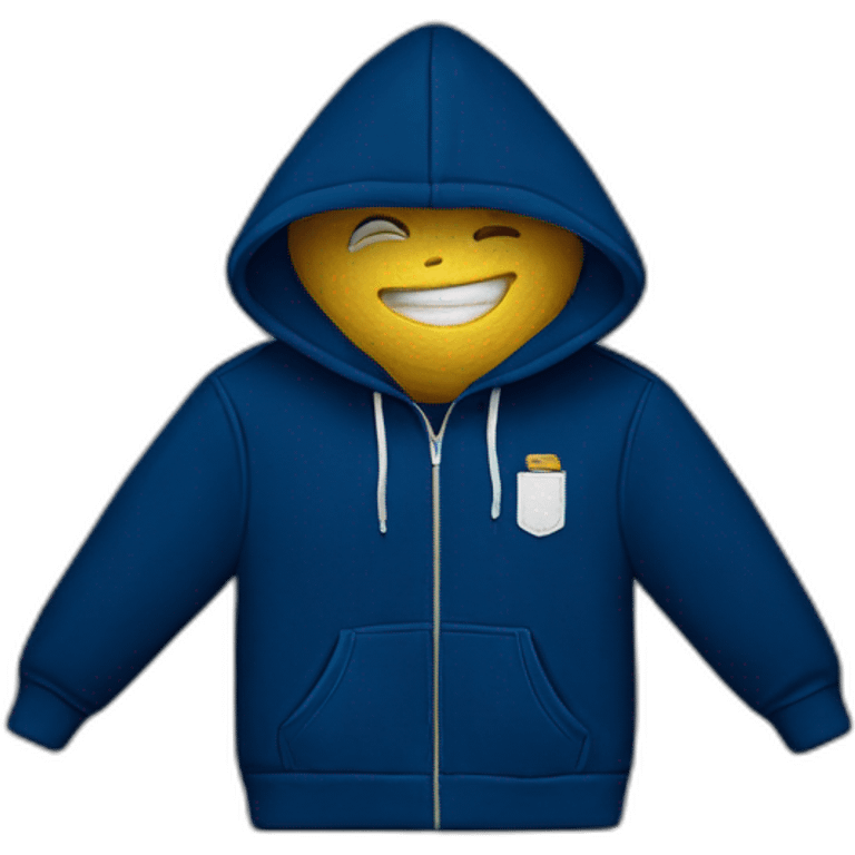 dark blue hoodie with white breast pocket embroidery emoji