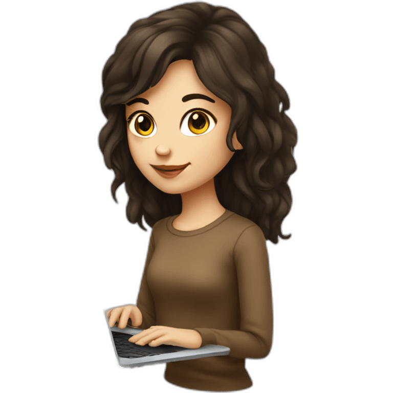 brunette graphic design girl laptop paint emoji