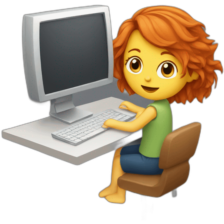 red-haired girl on a computer emoji