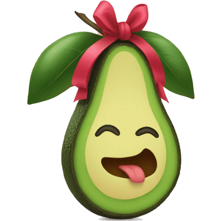 avocado with a face and a bow emoji