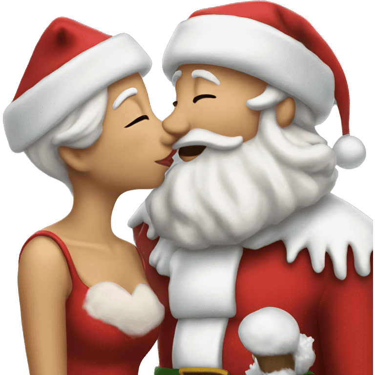 Santa kissing Mrs clause emoji