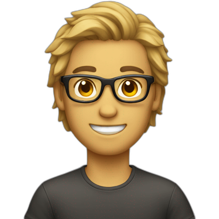 joven con gafas alegre pelo  emoji