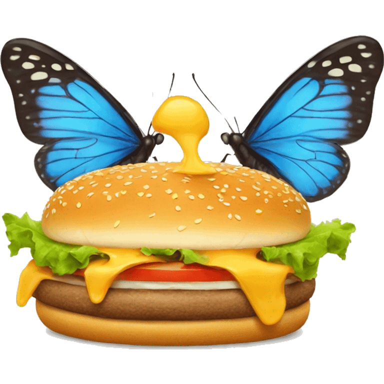 butterfly eating a cheeseburguer emoji