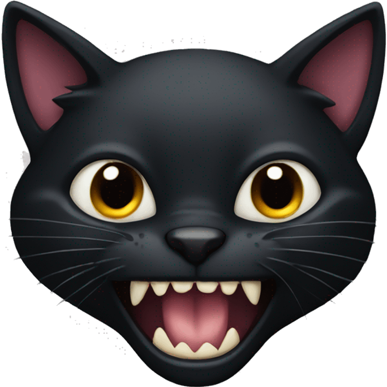 Black cat with fangs  emoji