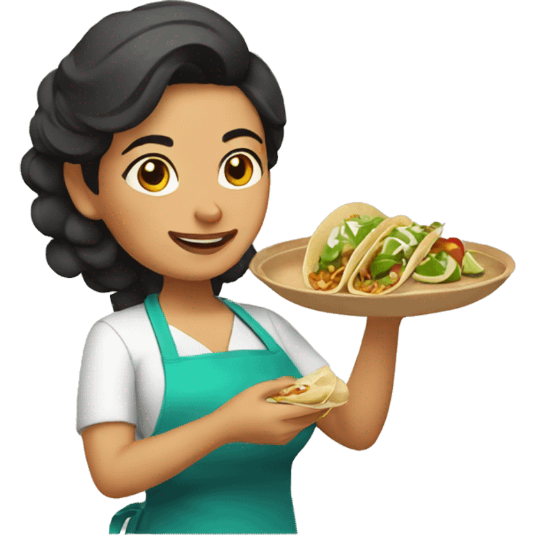 Mexican woman cooking tacos emoji