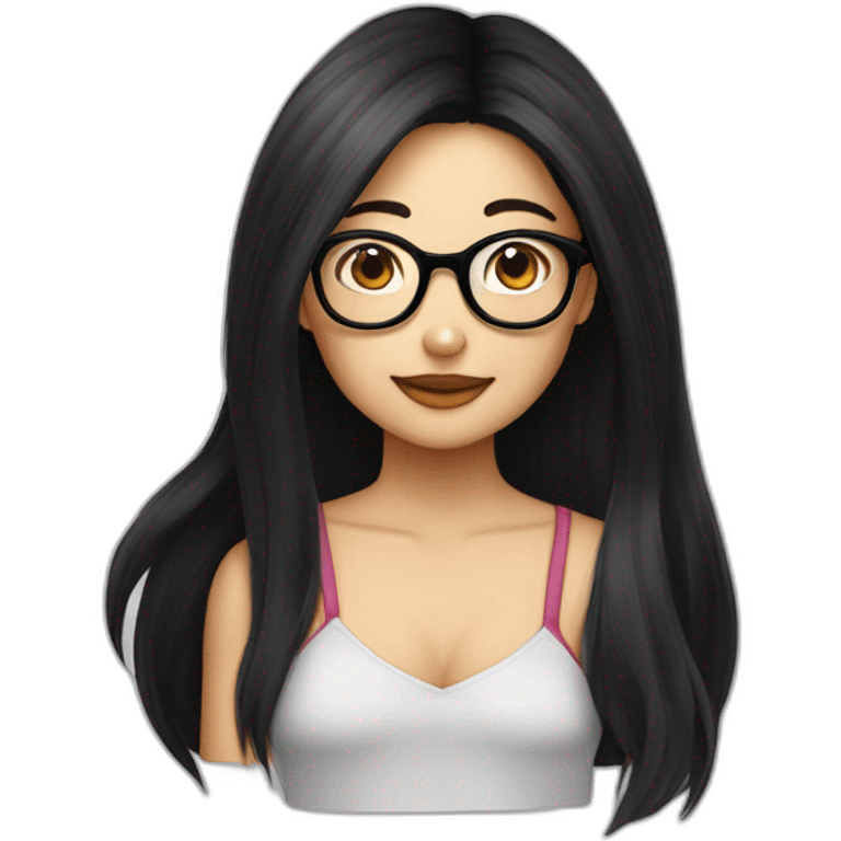 FCB girl long black hair with glasses d emoji