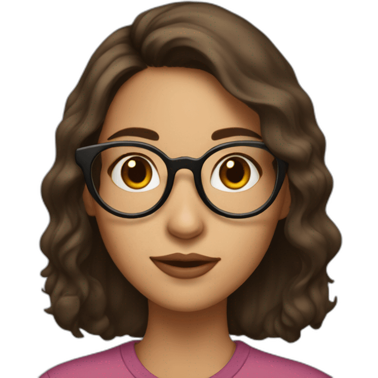 brunette girl with medium hair growth wearing glasses and a large spot on her nose emoji