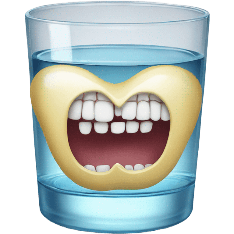 A pair of false teeth in a glass of water  emoji