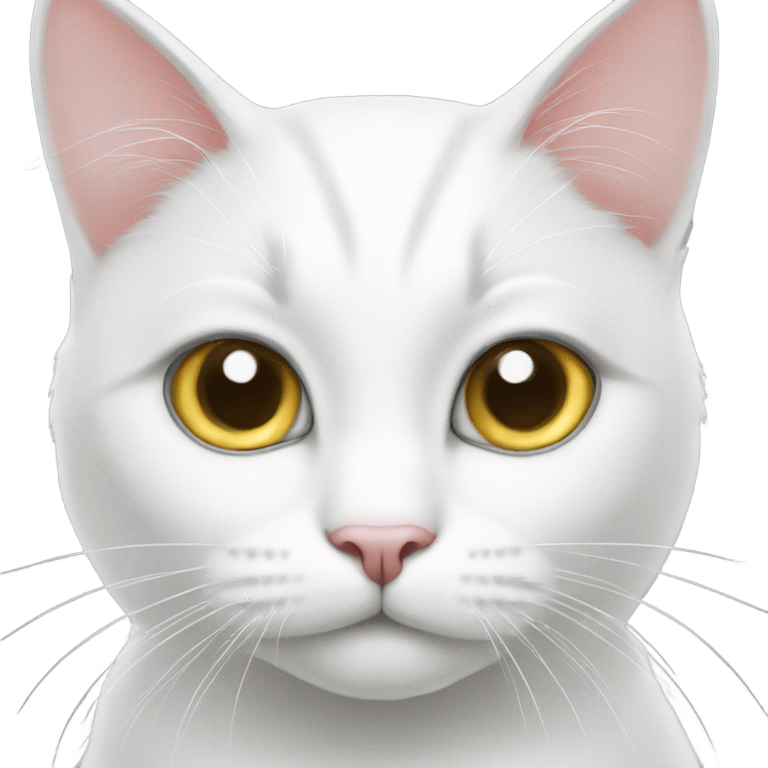 White cat two tone eyes emoji