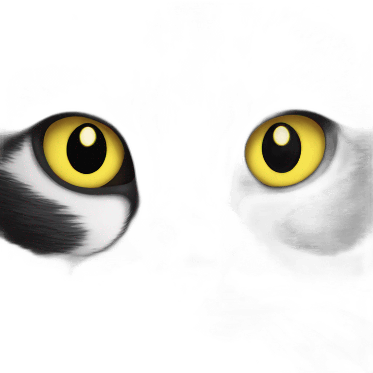 black and white cat with yellow eyes emoji