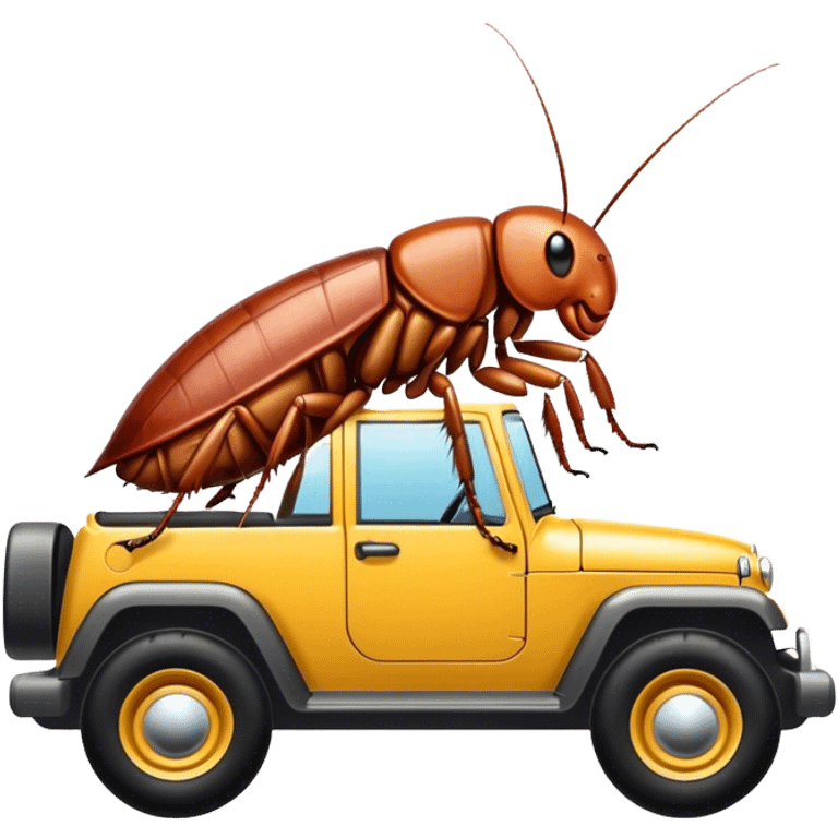 Cockroach driving a jeep emoji