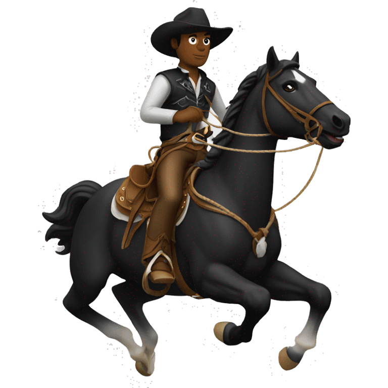 Black Cowboy riding horse lasso emoji