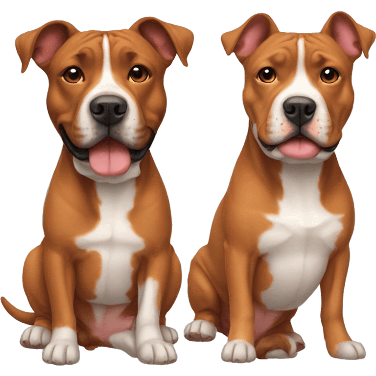 Two red Amstaff friends emoji