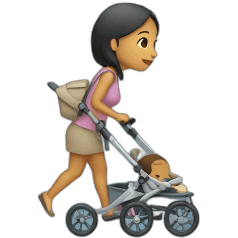 woman pushing stroller rain emoji