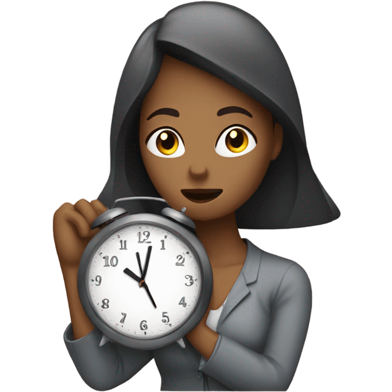 Women looking at a clock waiting to get off work for the weekend emoji