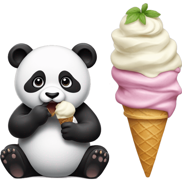 Panda eating ice cream emoji