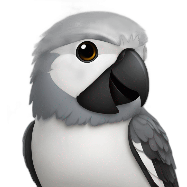 Oiseau gris noir blanc emoji