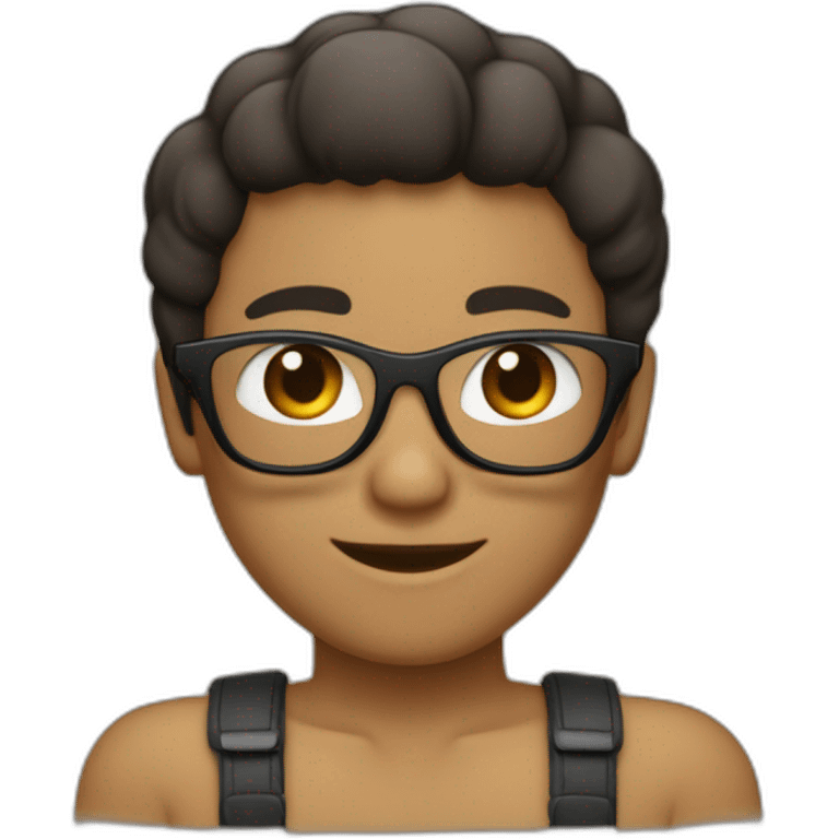 Garçon cheveux noirs et lunette avec un bob sur la tête couleurs de peaux baige emoji